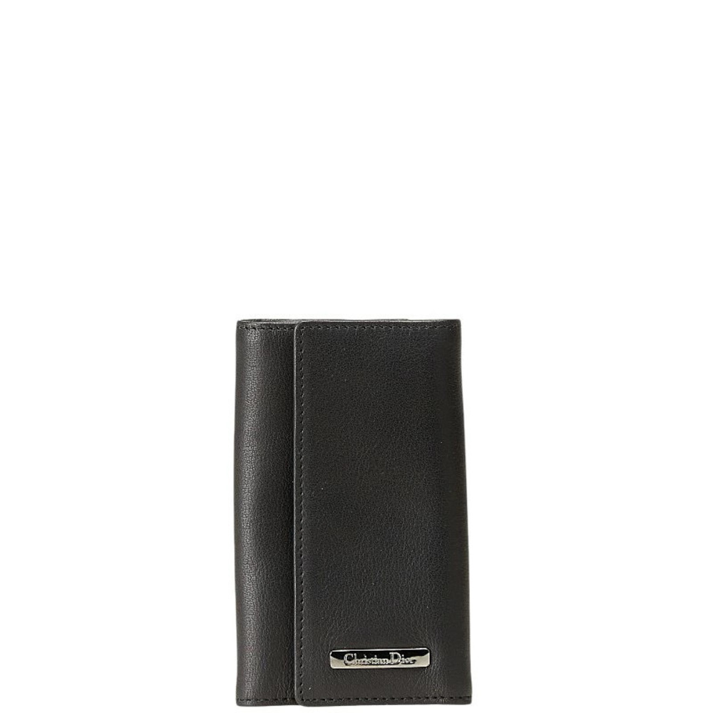 Christian Dior plate Key Case Wallet black leather
